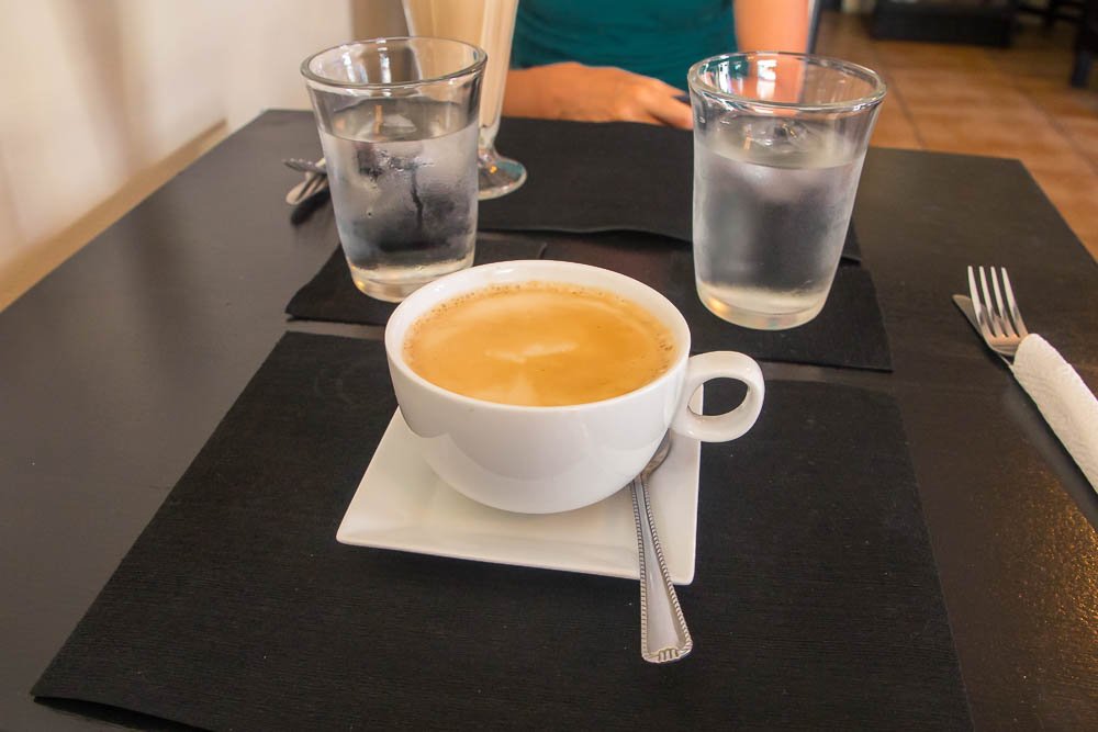 Yep. A flat white. They didn't have these in the US, Canada or Mexico. But here in Belize…